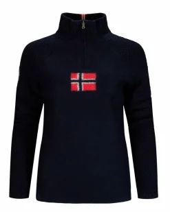 Amundsen Sports Sweaters^Boiled Ski Sweater W/ Flag 590 Faded Navy/Norge